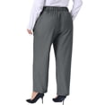 thumbnail image 3 of Agnes Orinda Women's Plus Size Pleated Work Office Outfits High Waisted Straight Business Casual Pants with Pocket 3X Light Gray, 3 of 6