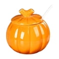 thumbnail image 2 of Litrail Pumpkin-Shaped Ceramic Airtight Jar with Lid & Spoon, Heat-Resistant for Spice/Tea/Candy Storage, Halloween Thanksgiving Fall Kitchen Decor, 2 of 6
