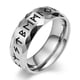 thumbnail image 5 of Anillo de acero de titanio Luen con personajes vikingos nórdicos retro, joyería de mano de plata antigua para hombre en nombre del cabello, 5 of 5