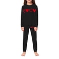 thumbnail image 2 of CPNG Boys Girls Home Clothing Nightwear Set Heart Print Long Sleeve Crewneck T Shirt and Pants 2 Pcs Outfits Set(Black,4-5 Years), 2 of 4