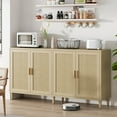 thumbnail image 2 of 70 Inch Natural Rattan Buffet Cabinet with Storage, 4-Door Sideboard with Adjustable Shelves for Kitchen, Living Room, Dining Room, Easy Assembly and Durable Design, 2 of 9