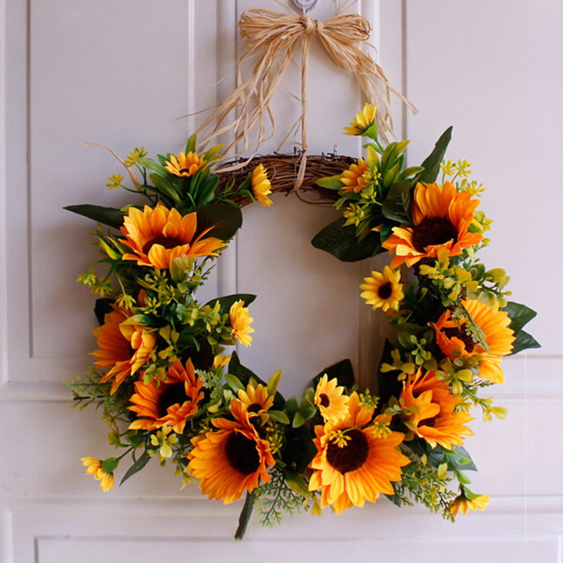 Hanging Pretty Artificial Sunflowers Flower Wreath Wall Home Party Props Decor
