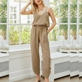 thumbnail image 6 of IROINNID Sleeveless V-Neck Jumpsuit For Women Full-Length Sling Ruched Open Back Pocket Jumpsuit, 6 of 8