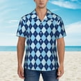 thumbnail image 4 of Haiem Blue Squares Printed Hawaiian Shirt for Men - Men’s Casual Beach Summer Shirts - Stretch Fabric with Modern Fit-Small, 4 of 9