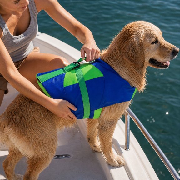 Front Float Dog Life Jacket with Chin Support, Dog Life Vest with Chin Float, Adjustable Dog Life Vest, Rescue Handle, Leash D-Ring and Quick-Release Buckles for Swimming, Boating and Pool