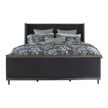 Coaster Alderwood California King Upholstered Velvet Panel Bed in Charcoal Gray