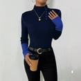 thumbnail image 5 of Lumtrix Womens Long Sleeve Turtleneck Sweaters Ribbed Knit Pullover Tops Slim Fit Basic Casual Color Block Tops Button Down Sweatshirt Blue M, 5 of 6