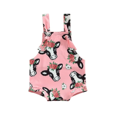 

Coduop Newborn Baby Girls Romper Sleeveless Cow Print Infant Bodysuit Summer Baby Playsuit
