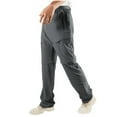 thumbnail image 4 of YUGYXL Men's Nylon Cargo Pants Stretch Waist Durable Hiking Pants Detachable Wide Leg Straight Pants with Zipper Pockets Dark Gray XXXL, 4 of 6