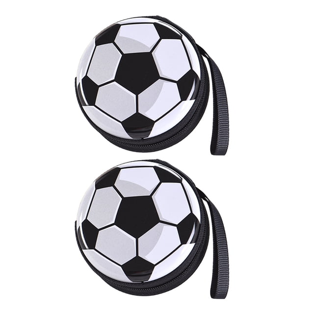 KAKOWELY 2 monederos de hojalata con forma de balón de fútbol, monederos deportivos de hojalata para amantes del fútbol.