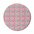 thumbnail image 1 of Colorful Mouse Pad for Computers, Geometric Contemporary Quirky Shapes in Creative Tones Repetition, Round Non-Slip Thick Rubber Modern Mousepad, 8" Round, Coral Magenta and Turquoise, by Ambesonne, 1 of 2