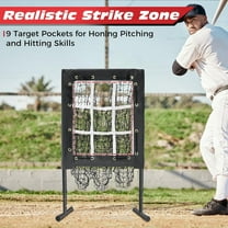 9 Hole Pitching Net, Heavy-Duty Baseball Net with Strike Zone for Pitching and Hitting, Height Adjustable Training Equipment with 9 Pocket Pitching Target for Baseball & Softball Practice
