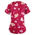 thumbnail image 3 of Womens Valentines Day Scrub Tops Casual Short Sleeve Cute Love Heart Printed Scrub Shirts Hoilday V Neck Scrubs Medical Nurse Uniform Nursing Workwear with Pockets Multicolor M, 3 of 3