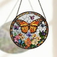 thumbnail image 4 of Butterflies Flowers Stained Glass Suncatcher, Butterfly Window Hanging, Butterfly Floral Suncatcher, Mothers Day Gift, Window Hanging Décor, 4 of 6