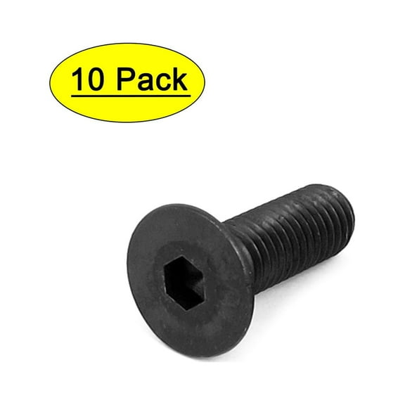 M10 x 30mm Metric Hex Socket Countersunk Flat Head Screw Bolts Black 10PCS