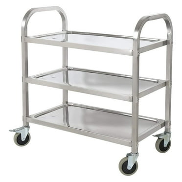 Stainless Steel 3 Tier Kitchen Car Shelf Utility/Service Cart Kitchen Trolley Kitchen Cart with Wheels 75 x 40 x 83.5CM