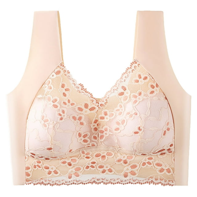 Sujetador de encaje ajustable, cómodo, sin aros de acero, ropa interior con fruncido, con parte superior holgada, soporte lateral, accesorio transpirable para mujer