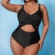 thumbnail image 3 of Gibobby Trajes de Baño Mujer Traje de baño grande ajustado de color sólido sexy para mujer Traje de baño de pieza de bikini(Negro,G), 3 of 5