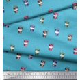 thumbnail image 2 of Soimoi Blue Moss Georgette Fabric Coffee Glass & Dots Print Fabric by the Yard 42 Inch Wide, 2 of 3