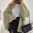 thumbnail image 5 of Stichou Womens Oversized Cardigan Sweaters 2025 Fall Long Lantern Sleeve Loose Chunky Knit Open Front Lightweight Sweater Light Green M, 5 of 7