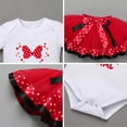 thumbnail image 5 of FYMNSI Baby Girl Toddler Kids 1/2 1st 2nd Birthday Cake Smash Outfit Short Sleeve Romper Tutu Skirt Bowknot Headband 3pcs Set 6 Months Red, 5 of 7