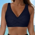 thumbnail image 2 of Siilsaa Push Up Swim Top Women Halter Bikini Top Only Retro Swimsuit Top Push Up Bathing Suit Top No Bottom Navy,M, 2 of 7