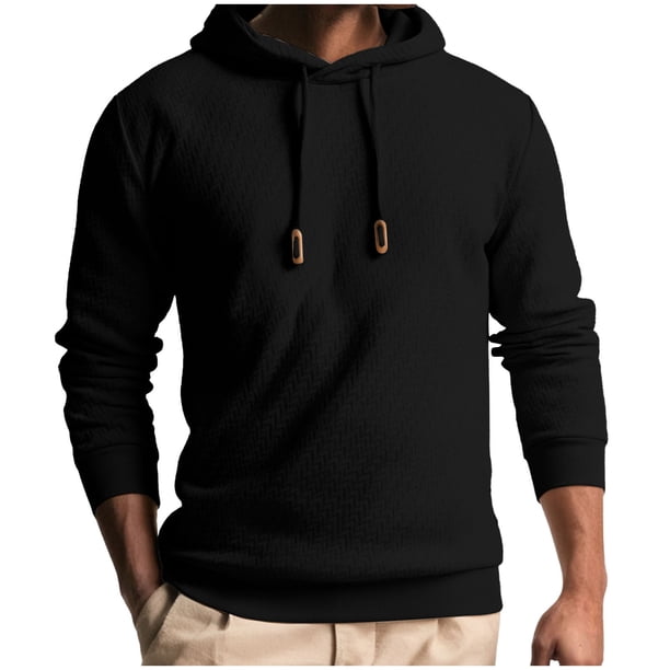 pstuiky Camisas casuales de manga larga para hombre, Blusa de manga larga con capucha y cordón de color liso para hombre camisetas de hombre xxl