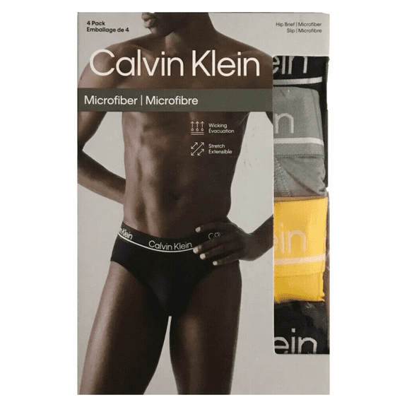 Calvin Klein Men Underwear 4-Pack Microfiber Stretch Hip Briefs,Multicolor,Small