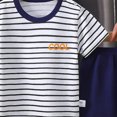 thumbnail image 3 of Toddler Boy Summer Clothes Outfits 2 Pcs Kids Cotton Short Sleeve Shirt Shorts Set 6-12 Months 12-24 Months 2t 3t 4t 5t 6t 7t Children(Dark Blue,6-12 Months), 3 of 3
