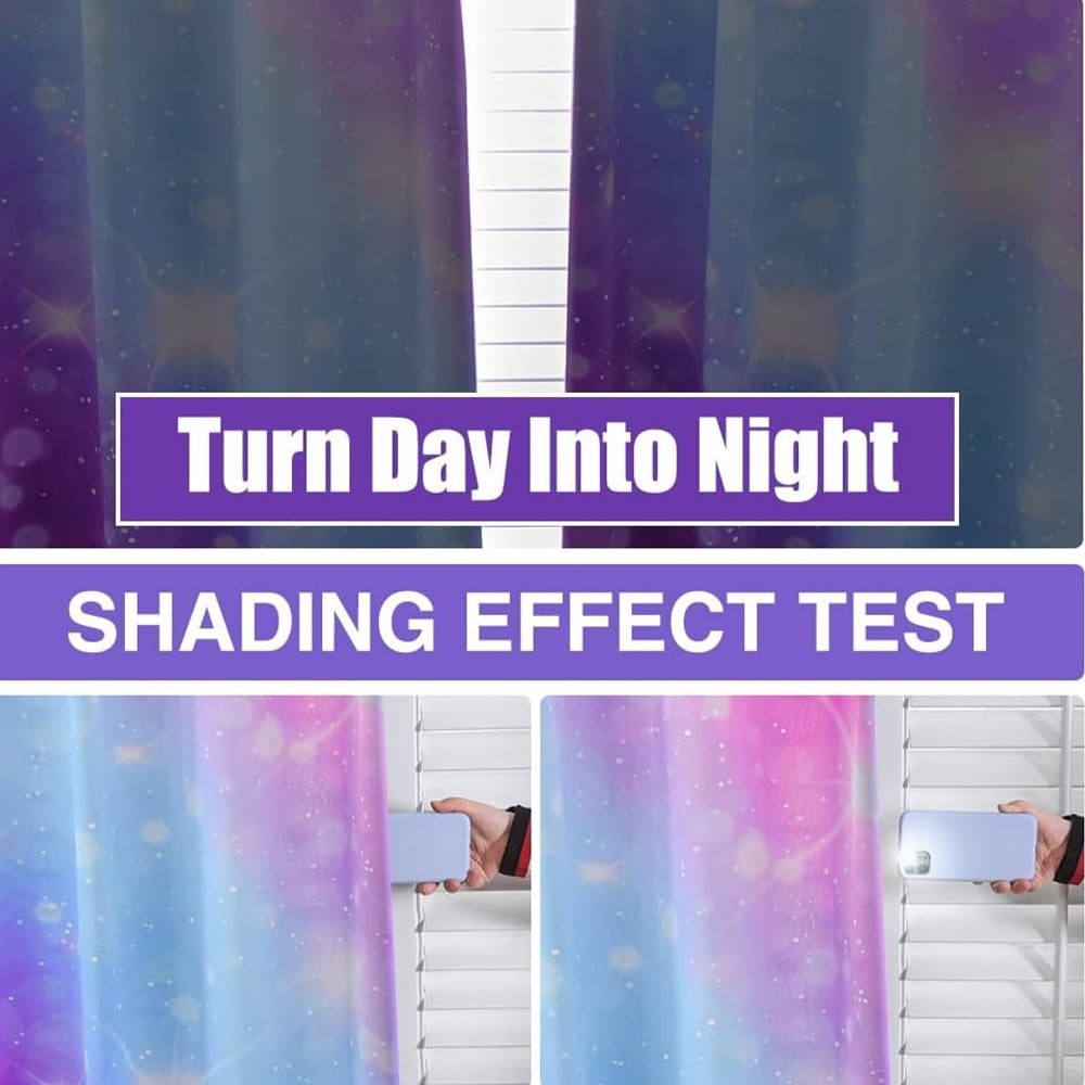 Btargot Ombre Stars Blackout Curtains Set of 2 for Kids Teenage Girls Room Galaxy Gradient Colorful Grommet Thermal Curtain Panel Home Darkening Drapes 52"x 63" Purple