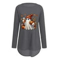 thumbnail image 4 of Womens Fall Halloween Shirt Women's Halloween Graphic Print Long Sleeve Top for Everyday Casual Round Neck Comfortably Soft Women’s T Shirt Grey XXL, 4 of 4