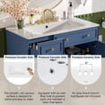 thumbnail image 5 of 36" Bathroom Vanity with Ceramic Sink, Standard and Double-Layer Drawers, Soft Close Doors, Adjustable Shelves, Modern Storage Cabinet for Small and Medium Bathrooms, Mattress Not Included, Blue, 5 of 9