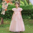 thumbnail image 4 of URMAGIC 3-13T Girl Puff Sleeve 3D Bow Princess Pageant Dresses Kids Floral Maxi Dress Vintage Lace Dance Prom Ball Gown, 4 of 6