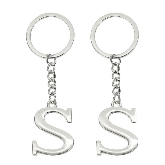 Uxcell Initial Letter Keychain Letter A-Z Keychain Alphabet S Pendant Key Ring for Backpack Purse Bag, Silver 2Pcs
