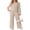 06-Oatmeal, variant on JWD Women's Off Shoulder 2 Piece Knit Matching Set Long Sleeve Pullover Top with Drawstring Wide Leg Pants Light Gray L