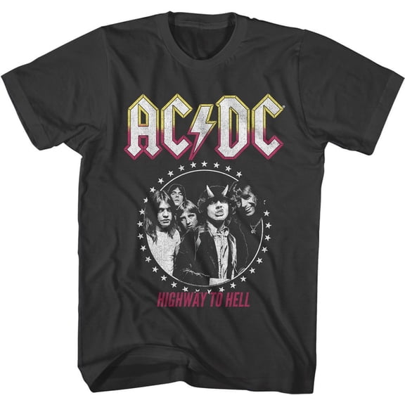 AC/DC Circle Stars Smoke Adult T-Shirt
