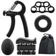 thumbnail image 1 of 6 PCS Hand Grip Strengthener Kit with Storage Pouch Hand Finger Exerciser 5 Finger Stretcher Adjustable Hand Gripper Hand Therapy Ball Grip Exercise Ring, 1 of 8