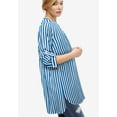 thumbnail image 2 of Ellos Women's Plus Size Striped Henley Tunic Oversized Long Top Wear with Leggings, 2 of 4