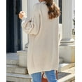 thumbnail image 3 of Women's Khaki Open Front Cable Sleeve Long Cardigan, 3 of 16
