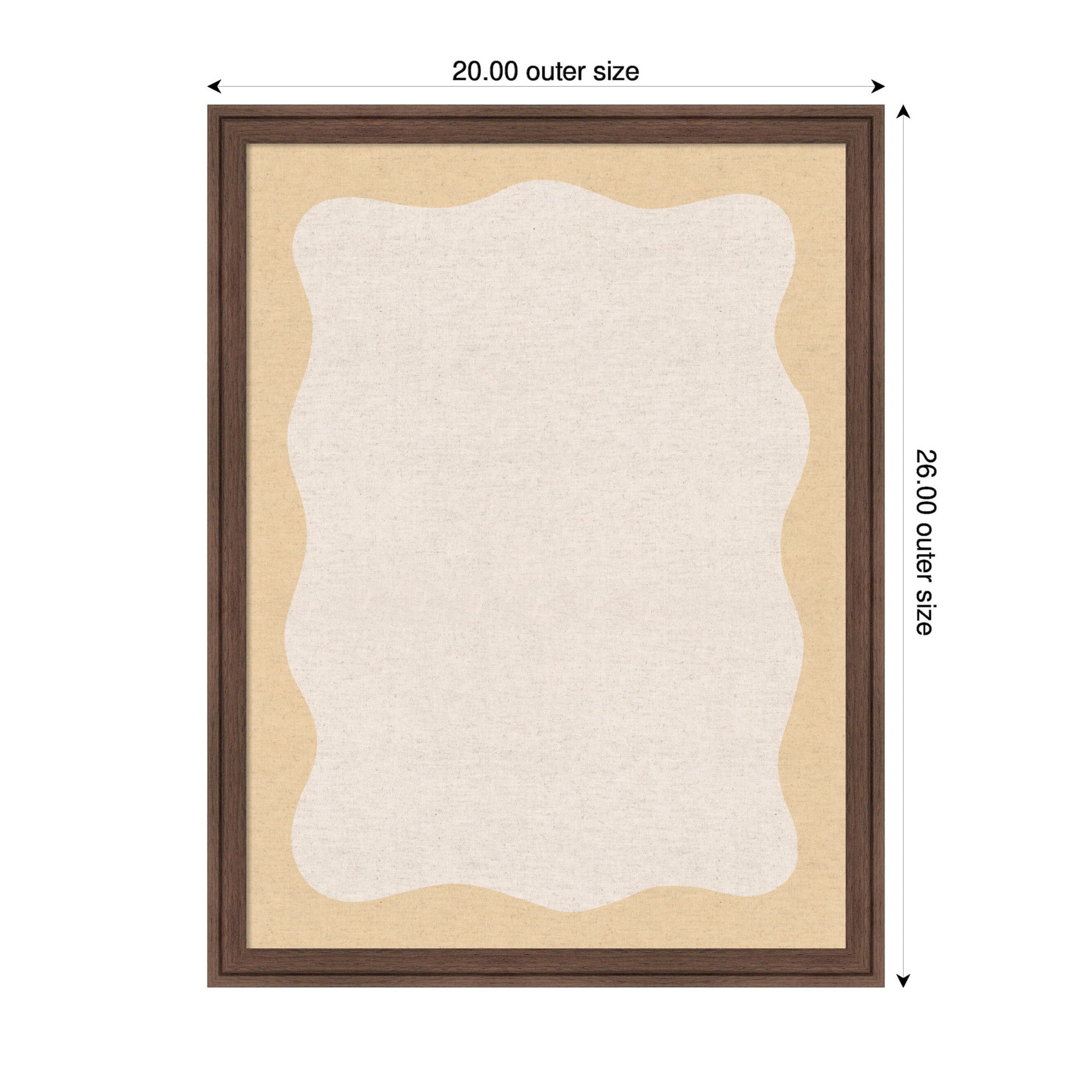 Kate and Laurel Framed Fabric Pinboard 20 x 26,  Printed Linen Classic Bulletin Board for Use as a Vision Board or Wall Organization, Florence Medium Brown Frame