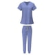 thumbnail image 5 of Conjunto de uniforme médico para mujer con cordón ajustable, camiseta y pantalones con cuello en V duraderos Azul claro, 5 of 9
