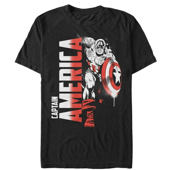 Men's Marvel Captain America Paint Splatter  Graphic Tee Black Large