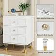 thumbnail image 4 of Tribesigns 3 Drawers Nightstand White Gold Bedside Table Set of 2, Bedroom Tall Night Stands White Gold Sofa End Table with Storage, Bedside Table for Bedroom, Living Room (2PCS), 4 of 5