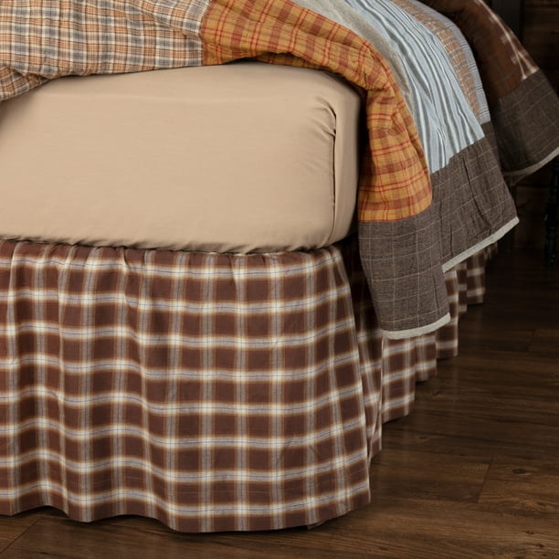 Plaid Cotton Bed Skirt (Queen 60 in. W x 80 in. H)