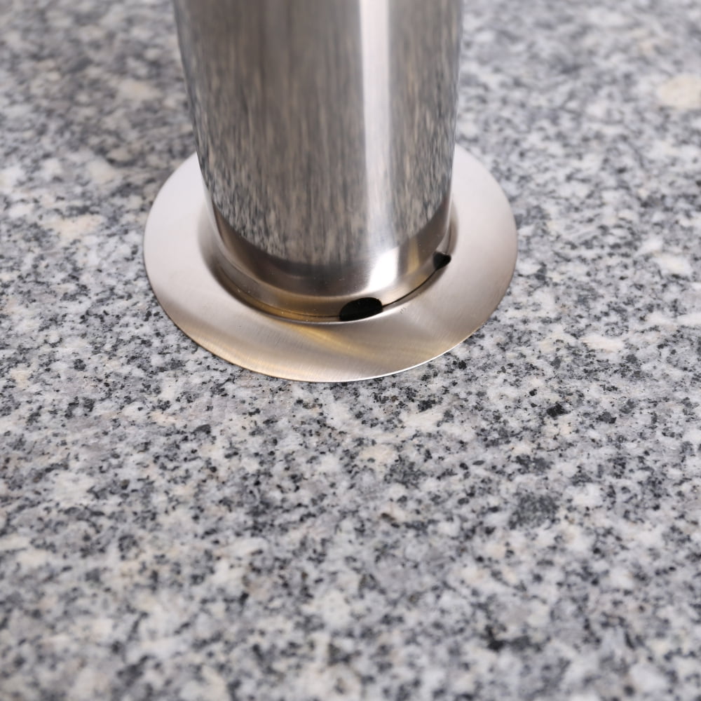 Square Granite Umbrella Base with Stainless Steel Holder Heavy Duty Outdoor Patio Umbrella Stand Natural Grey