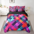 thumbnail image 2 of Castle Fairy Colorful Plaid Girl Bedding Comforter Set,Geometric Grid Full Bedding Set, 2 of 8