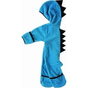 Cuddle Club One Piece Romper Hooded Fleece Onesie Jumper for Baby, Blue Black Dino 0-3 Mos