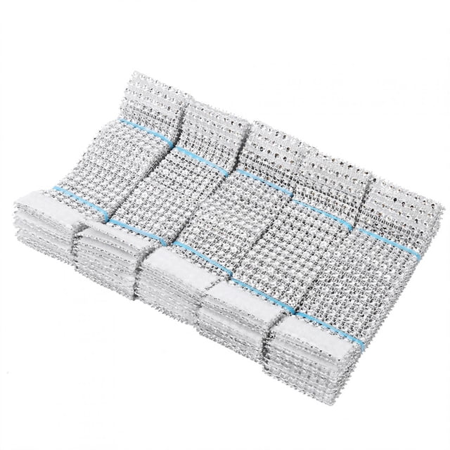 Growcolor 50/100pcs 8 Rows Chair Sash Napkin Rings Diamond Mesh Wrap Ribbon For Wedding Christmas (50pcs-??)