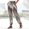 thumbnail image 2 of Wuxian Wide Leg Pants Woman High Waist Floral Printing Elastic Waist Trousers Long Pants Boho Beach Relaxed Joggers Summer Fashionable Breathable Pencil Pants,Light Gray,S, 2 of 5