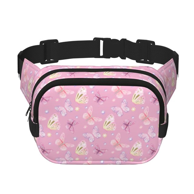 Fotbe Butterfly 1 Cangurera Cuadrada con Estampado de Doble Capa, Bolsa de Cintura Ajustable Mini para Hombres y Mujeres